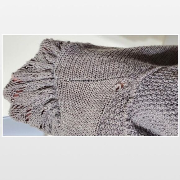 Vtg Wet Seal Cardigan Womens Medium Gray Hi Low Knit Open Tie Front - Picture 13 of 15